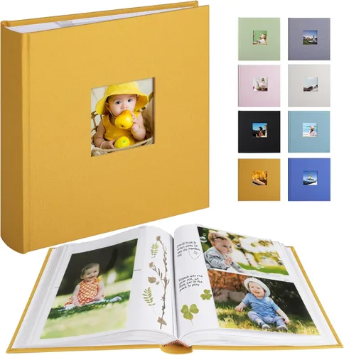 Miniatura 7 de 1DOT2 Álbum de fotos con espacio de escritura, 50 páginas, fotos de 4 x 6 pulgadas, capacidad para 200 o 5 x 7 pulgadas, tapa de lino, álbumes