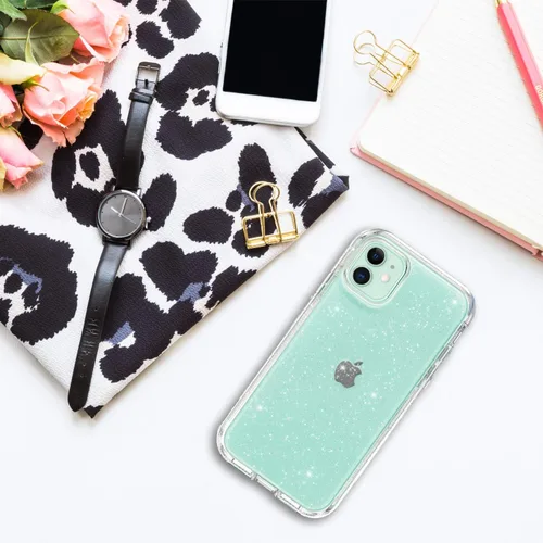 Miniatura 9 de Funda protectora completa con purpurina cristalina para iPhone 11 híbrido 3 en 1, resistente a prueba de golpes, para mujeres y niñas, transparente