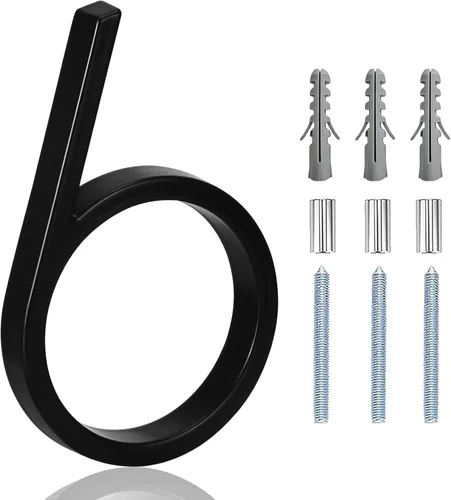 Miniatura 16 de Número de casa flotante de acero inoxidable de 5 pulgadas, números de casa modernos de metal antioxidante con kits de clavos para puerta, jardín