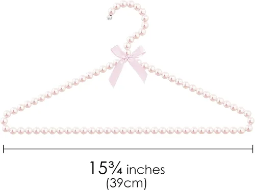 Miniatura 2 de Linkidea Paquete de 5 perchas con cuentas de perlas sintéticas, elegantes colgadores de ropa, vestidos, bodas, tiendas, pantalones, organizador