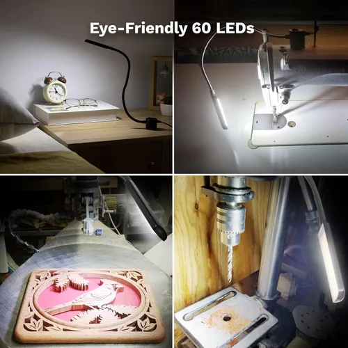 Miniatura 6 de Luz de trabajo multifuncional magnética FAJ de 12 pulgadas, con cuello de cisne flexible, luz LED brillante para máquinas de coser, tornos, prensas