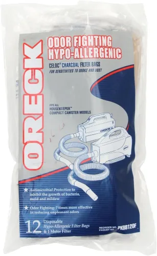 Oreck Bolsas de aspiradora para aspiradoras de mano, paquete de 12, blancas, hipoalergénicas, parte # PKBB12OF, bolsas de vacío Oreck para combatir