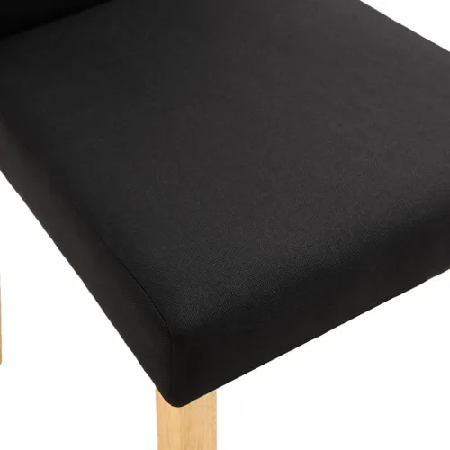 Miniatura 8 de Dining Chair Set of 6 Black Fabric Upholstered with Solid Rubber Wood Frame Modern Ergonomic Design for Dining Room Kitchen and Living Room