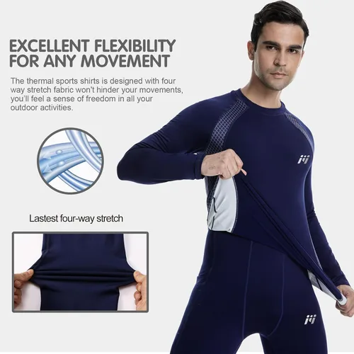 Miniatura 26 de MEETWEE Paquete de 4/5 camisas de compresión térmica para hombre, manga larga, forro polar, capa base, equipo de entrenamiento de invierno