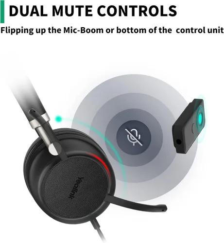 Miniatura 5 de Yealink Auriculares USB UH34 con micrófono, certificados por equipos, auriculares con cable con micrófono con cancelación de ruido para computadora