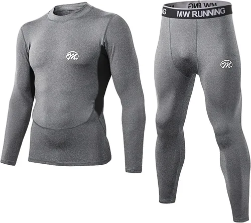 Miniatura 2 de Conjunto de ropa interior térmica para hombre, capa base de compresión deportiva, pantalones largos con forro polar, equipo de invierno, correr