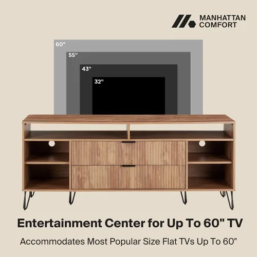 Miniatura 5 de Manhattan Comfort Dumbo - Soporte de TV moderno de mediados de siglo para televisores de hasta 60 pulgadas, centro de entretenimiento en casa