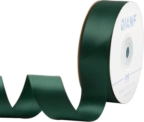 QIANF Cinta de satén de doble cara verde cazador de 1 pulgada para envolver regalos, lazos para el pelo, hacer silla, banda para el día de San