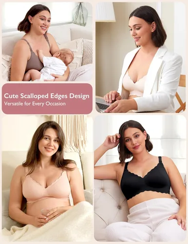 Miniatura 5 de Momcozy Sujetadores de lactancia para lactancia, sin costuras, brasier de maternidad sin costuras, brasier de lactancia clásico con soporte de tira