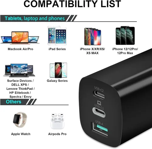 Miniatura 5 de Sisyphy GaN-001US - Cargador USB C GaNk para tablets Surface de 65 W, con superficie de nailon de 6 pies a cable USB C, compatible con Microsoft