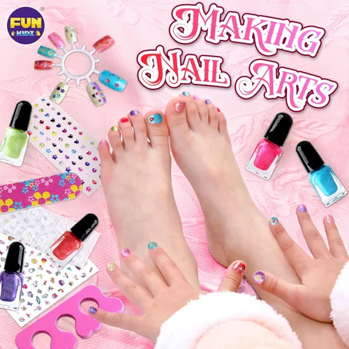 Miniatura 5 de Kit de maquillaje de 60 piezas para niñas de 6 a 12 años, FunKidz Juego de cosméticos para niños con tres capas, caja de maquillaje plegable