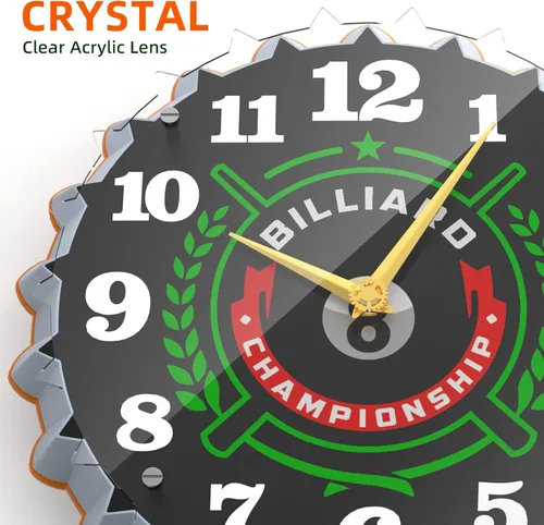Miniatura 2 de Reloj de pared de neón, 12 pulgadas con gráficos de billar 8 bolas de billar, impresionante efecto de brillo 3D, silencioso sin tictac, para sala
