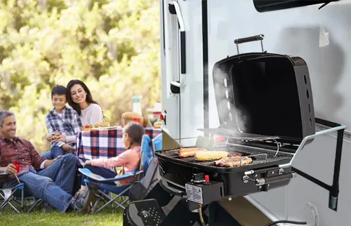 Miniatura 6 de Flame King - Barbacoa montada en remolque o RV YSNHT500 - Parrilla de gas para autocaravana - Superficie de cocción de 214 pulgadas cuadradas