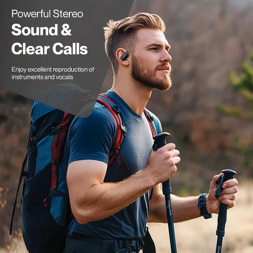 Miniatura 5 de Auriculares Bluetooth de conducción de aire, IPX5 impermeables de conducción de aire, audífonos sobre la oreja con micrófono, auriculares sobre