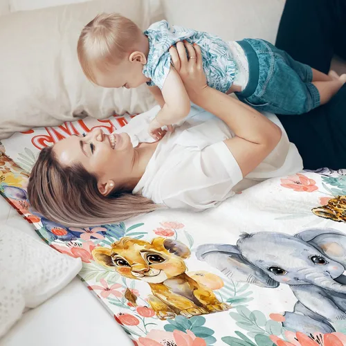 Miniatura 7 de Manta de bebé personalizada, manta con nombre personalizado para niños, bebés y adultos, mantas con animales personalizadas para niñas, niños