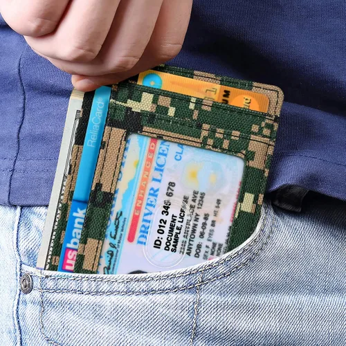 Miniatura 3 de Kinzd Cartera delgada y minimalista de cuero RFID con bolsillo frontal para hombre
