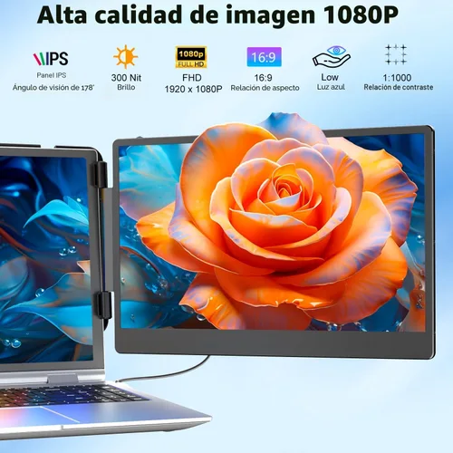 Miniatura 2 de KEFEYA Extensor de pantalla para laptop, monitor portátil de 14 pulgadas para portátiles de 13 a 17 pulgadas, extensor de monitor IPS FHD 1080P