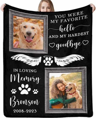Miniatura 17 de Artsadd Manta de memoria personalizada, regalo personalizado con imagen de perro, manta conmemorativa, regalo de condolencias para amantes