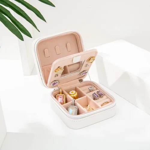 Miniatura 6 de KElofoN Joyero de viaje, joyero de viaje, organizador de joyas de viaje, caja organizadora de joyas pequeña para niñas y mujeres con espejo