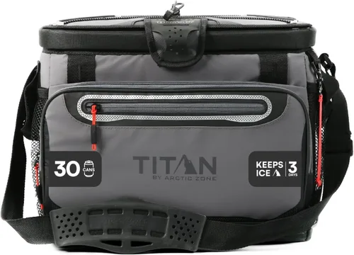 Titan by Arctic Zone Deep Freeze Cooler - Zipperless Hardbody Cooler - Deep Freeze Insulation, HardBody Liner, and SmartShelf Gris Piel de Tiburón