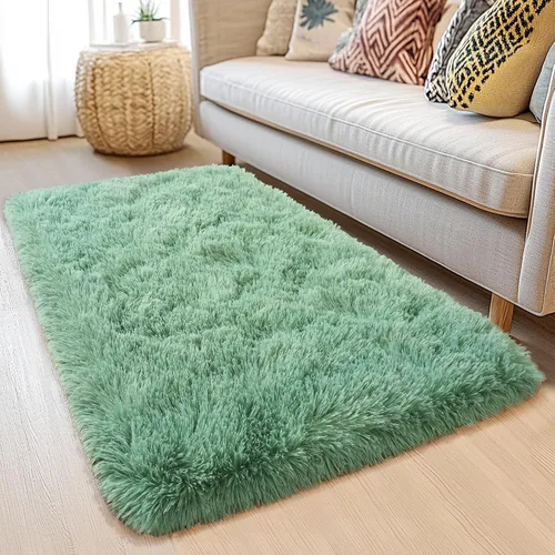Miniatura 47 de Awaytail Alfombra Esponjosa Lavable 2x3 Pies, Pura Negra Alfombra para Silla de Escritorio Antideslizante, Alfombra Supersuave para Niños