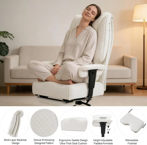 Miniatura 4 de EXCEBET Silla de Oficina Grande y Alta con Asiento Ancho de 400 libras, Sillas de Oficina Ejecutivas de Cuero con Respaldo Alto con Reposapiés