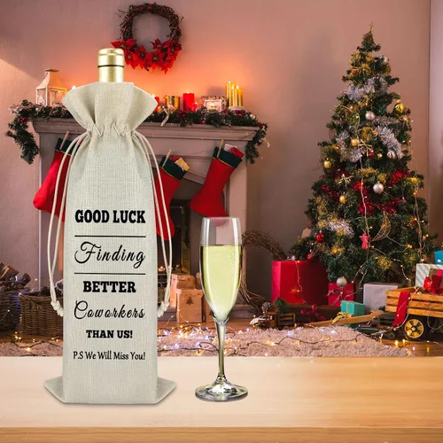 Miniatura 6 de Regalos de despedida para colegas, bolsa de vino para compañeros de trabajo, bolsa de vino con cordón para botella de vino, regalo de despedida