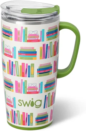 Miniatura 11 de Swig Life - Taza de café de viaje de 22 onzas, vaso con aislamiento térmico con asa y tapa, para portavasos y lavavajillas, de acero inoxidable
