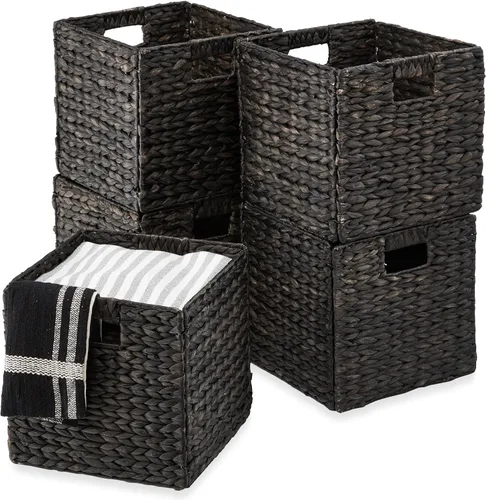 Miniatura 15 de Best Choice Products Paquete de 5 cestas de almacenamiento cúbicas de 10.5x10.5 pulgadas, organizadores multipropósito plegables de jacinto de agua