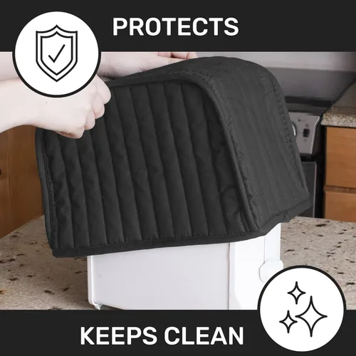 Miniatura 7 de Funda RITZ Premium Universal para tostadora de dos rebanadas, 11.25" x 5.75" x 7", de poliéster y algodón acolchado, protector contra huellas Negro