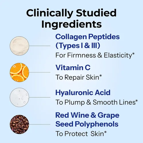 Miniatura 5 de HUM Suplemento de colágeno Love Skin - Péptidos de colágeno con ácido hialurónico y vitamina C para apoyar la piel firme y ayudar a minimizar