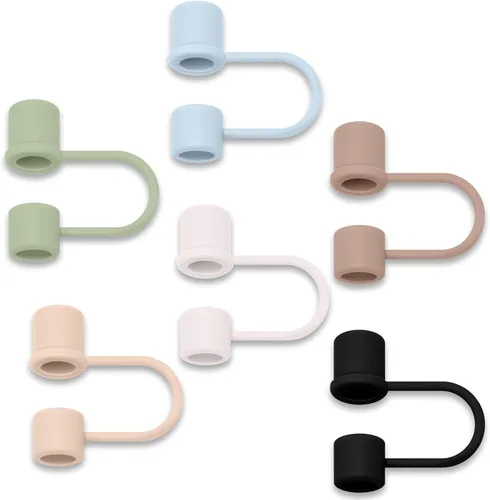 Miniatura 8 de 6 piezas de cubierta de pajita de silicona compatible con Stanley 30 y 40 Oz Accesorios para vaso Toppers de pajita marrón Reutilizable para taza