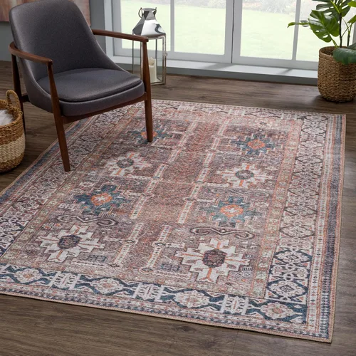 Miniatura 18 de Bloom Rugs - Alfombra lavable, antideslizante, de 1,83 x 2,74 m, color beige/blanco claro con borde tradicional, para sala de estar, dormitorio