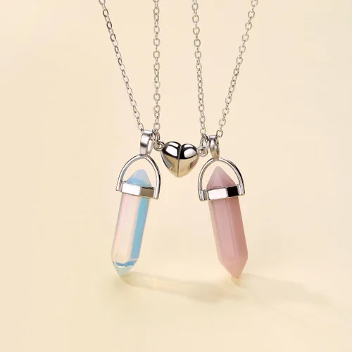 Miniatura 40 de Collar magnético de corazón dividido a juego para parejas, colgante de atracción mutua de cristal, regalo de joyería de amistad para mejores amigos