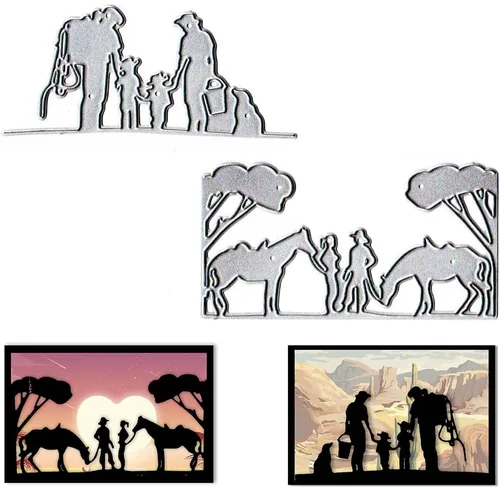Estivaux Troqueles de árboles de caballos para hacer tarjetas, juegos de troqueles de corte de vaquero, plantillas de troqueles familiares para el