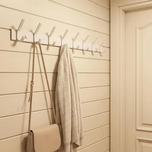 Miniatura 5 de WEBI Perchero de pared, 8 ganchos, 24" de largo, ganchos para colgar abrigos montados en la pared, gancho para colgar abrigos, estante de ganchos