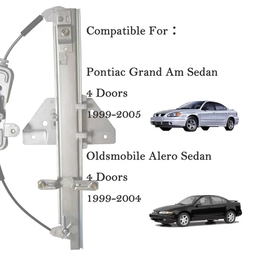 Miniatura 2 de Elevalunas eléctrico trasero izquierdo del lado del conductor con motor compatible para Pontiac Grand Am Sedan 1999-2005 Oldsmobile Alero Sedan