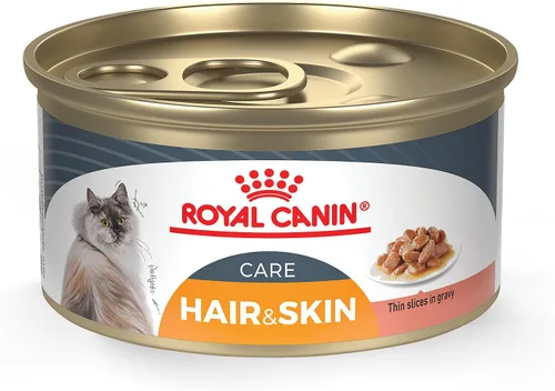 Royal Canin Feline Care Nutrition Cuidado del cabello y la piel en rodajas finas en salsa para gatos, 3 onzas (paquete de 24)