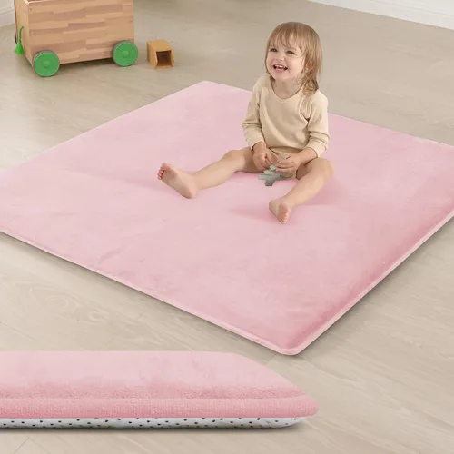 Miniatura 23 de Huloo Sleep Alfombra de Juego para Bebés para Piso, Espesor de 1.3" de Espuma Elástica, Alfombra de 1.27m×1.27m para Tiempo de Barriga, Terciopelo