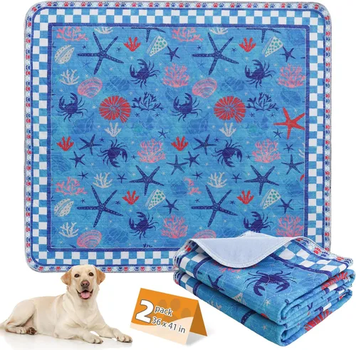 Miniatura 22 de KOOLTAIL Almohadillas lavables para orina de perros, paquete de 2 almohadillas de entrenamiento súper absorbentes reutilizables impermeables
