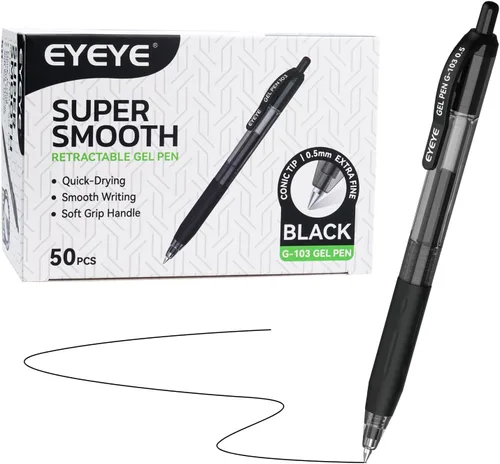 Miniatura 12 de EYEYE G-103 - Bolígrafos de gel retráctiles de 0.020 in, paquete de 25 bolígrafos de tinta de gel de punta extra fina, secado rápido, bolígrafo