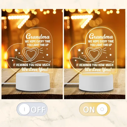 Miniatura 4 de Regalos Bestview para abuela - Delicados regalos de cumpleaños para abuela de nietos - Luz nocturna acrílica LED lámpara de noche para cama