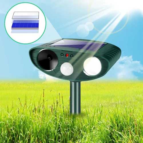 Miniatura 3 de Repelente solar mejorado de animales, repelente ultrasónico de animales, dispositivos repelentes de ciervos para exteriores, impermeables
