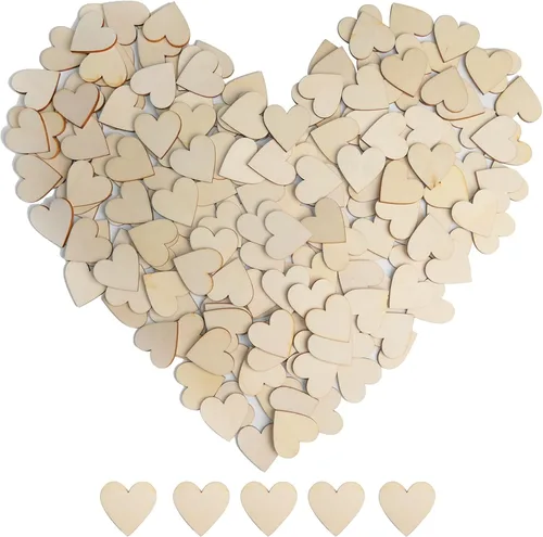 Miniatura 8 de HADDIY Corazones pequeños de madera para manualidades de 1.5 pulgadas, 100 piezas de recortes de corazón de madera sin terminar para libros