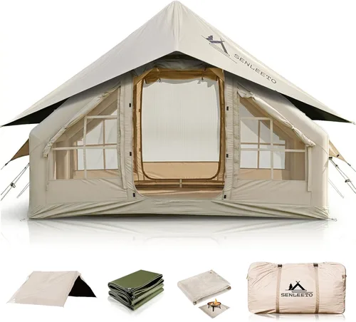 Miniatura 12 de SENLEETO Tiendas inflables para acampar, gran tienda de camping inflable con bomba manual, tiendas inflables fáciles de montar para 4-6 personas