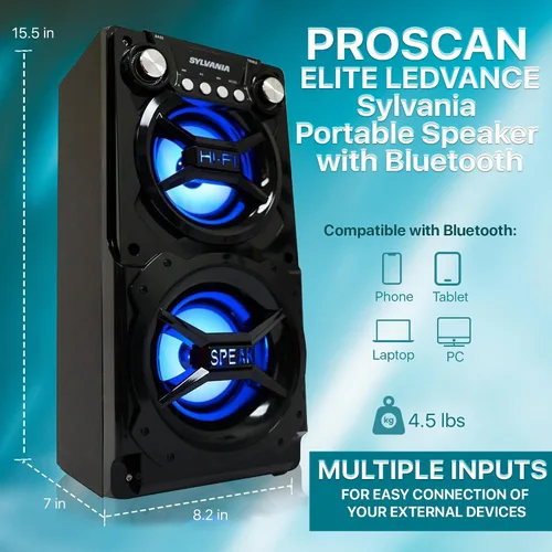 Miniatura 2 de Altavoz portátil con Bluetooth, Sylvania Negro