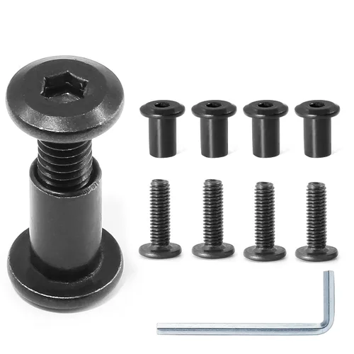 Miniatura 7 de 10 pares (20 piezas) M6 x 0.630 in Tornillo hexagonal con llave Allen, pernos de conector plateados para muebles, tornillos avellanados M6, tuercas