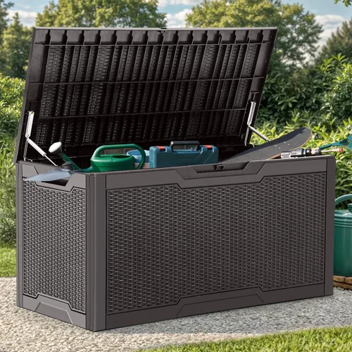 YITAHOME Caja grande de resina de 100 galones, cajas de almacenamiento al aire libre para muebles de patio, cojines de exterior, herramientas de