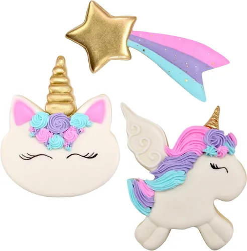 Miniatura 3 de R&M International 5212 Unicorn Magic Face, Winged and Shooting Star - Juego de cortadores de galletas (3 piezas)