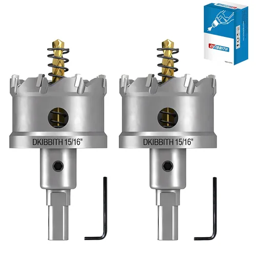 Miniatura 42 de TCT Juego de sierra perforadora, 2 paquetes de cortadores de agujeros con punta de carburo de tungsteno de 1-3/4" (45mm) resistentes para acero